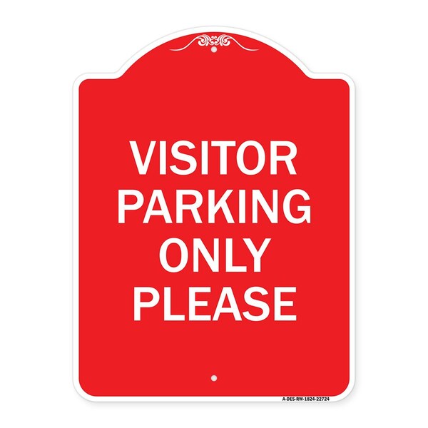 Signmission Visitor Parking Sign Visitor Parking Please, Red & White Aluminum Sign, 18" x 24", RW-1824-22724 A-DES-RW-1824-22724 - main